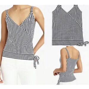 J Crew Striped faux wrap side tie halter tank top XS blue/white nautical